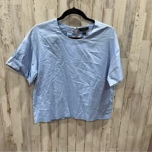 NWT JCrew Cuffed Sleeve Blue 100% Cotton Blouse Top C0469